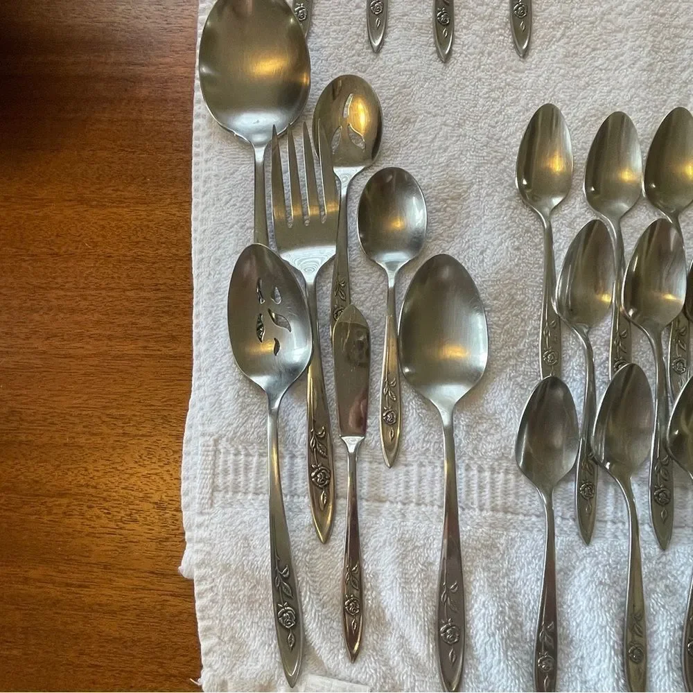 Vintage Oneida Community Stainless My Rose Collection Serving and Flatware